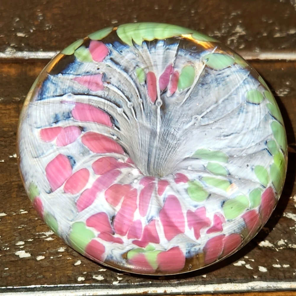 Kerry Multicolor Swirl Glass Art, Paperweight. 2 1/4 inches.